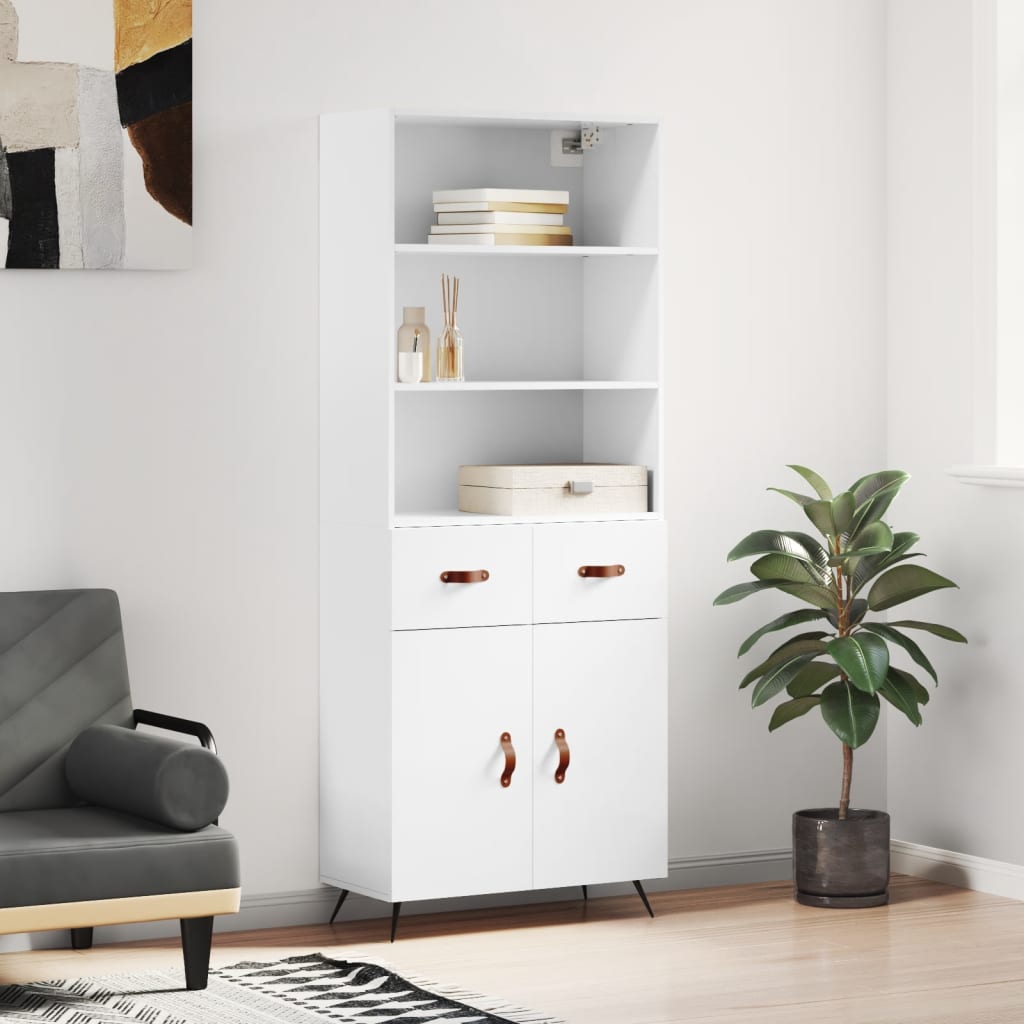 Berkfield Highboard High Gloss White 69.5x34x180 cm Engineered Wood