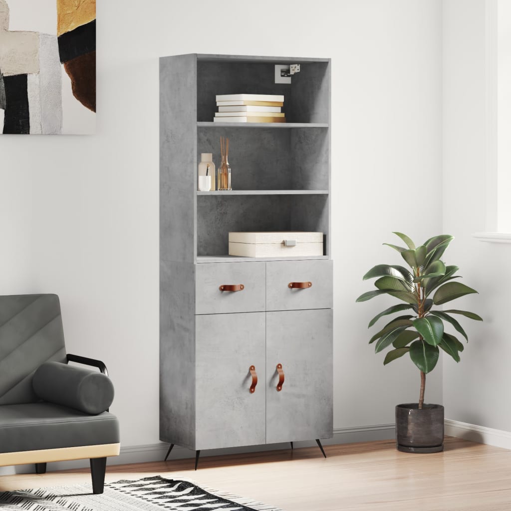 Berkfield Highboard Concrete Grey 69.5x34x180 cm Engineered Wood
