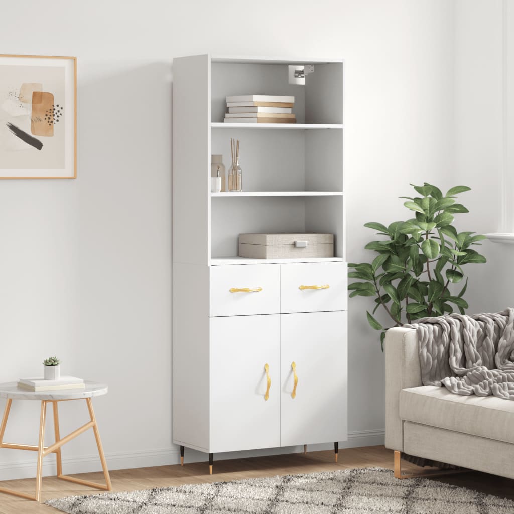 Berkfield Highboard White 69.5x34x180 cm Engineered Wood