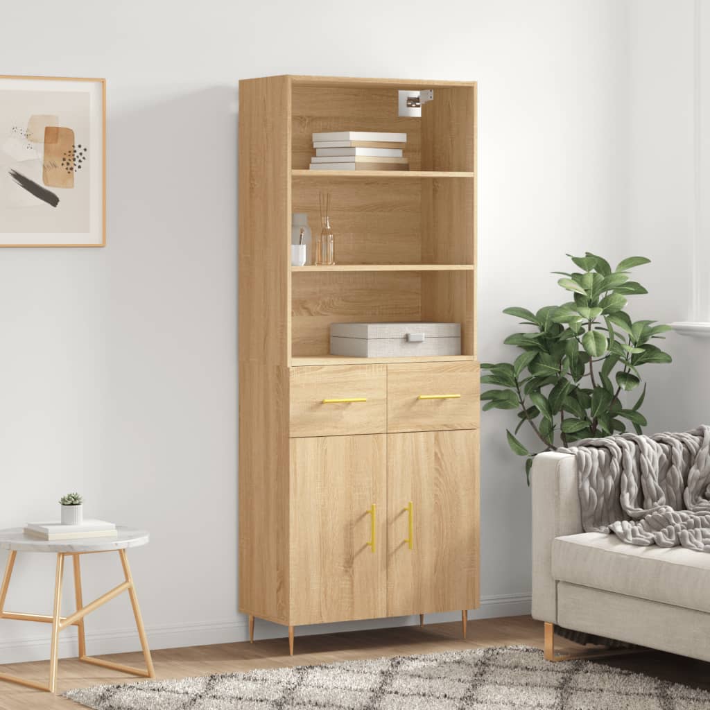 Berkfield Highboard Sonoma Oak 69.5x34x180 cm Engineered Wood