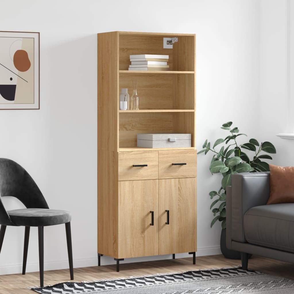 Berkfield Highboard Sonoma Oak 69.5x34x180 cm Engineered Wood
