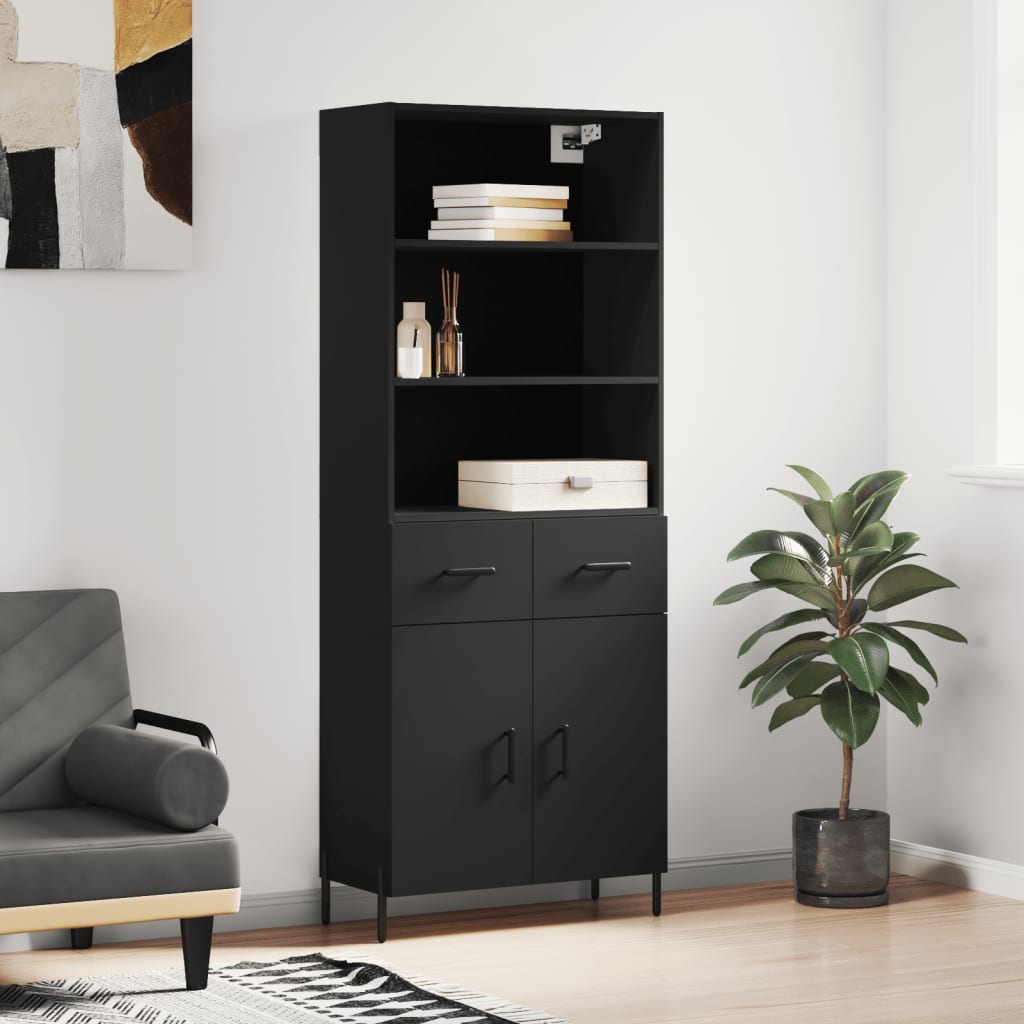 Berkfield Highboard Black 69.5x34x180 cm Engineered Wood