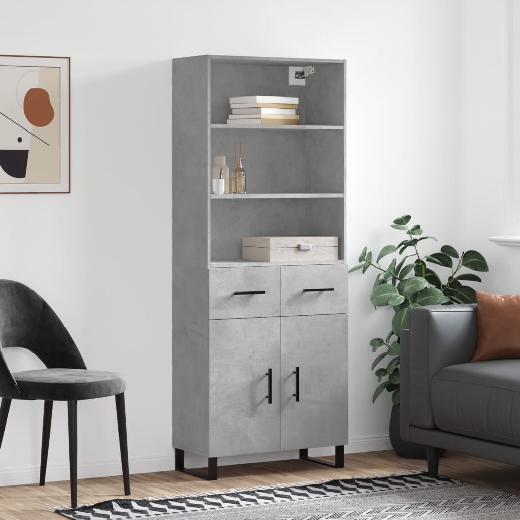 Berkfield Highboard Concrete Grey 69.5x34x180 cm Engineered Wood