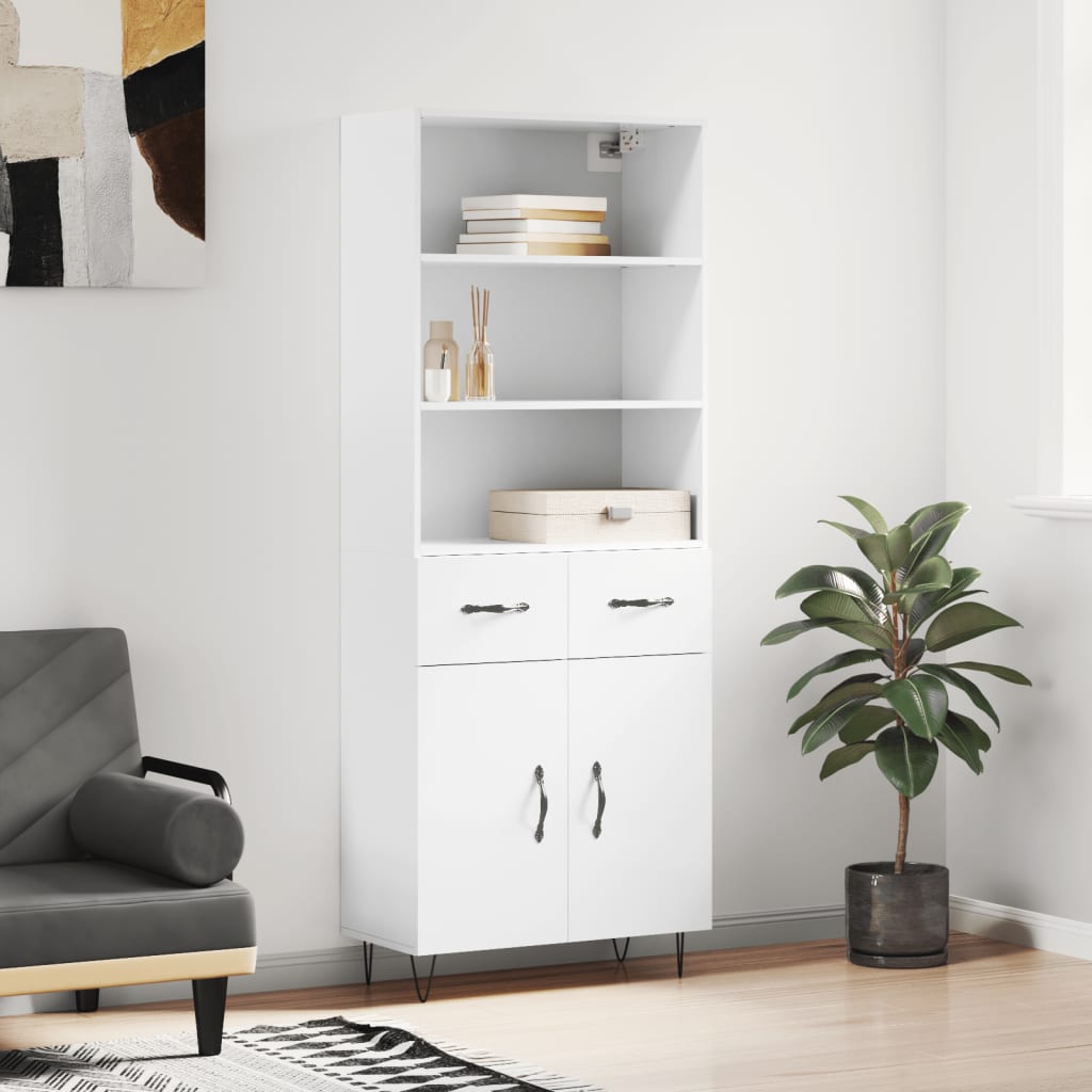 Berkfield Highboard High Gloss White 69.5x34x180 cm Engineered Wood