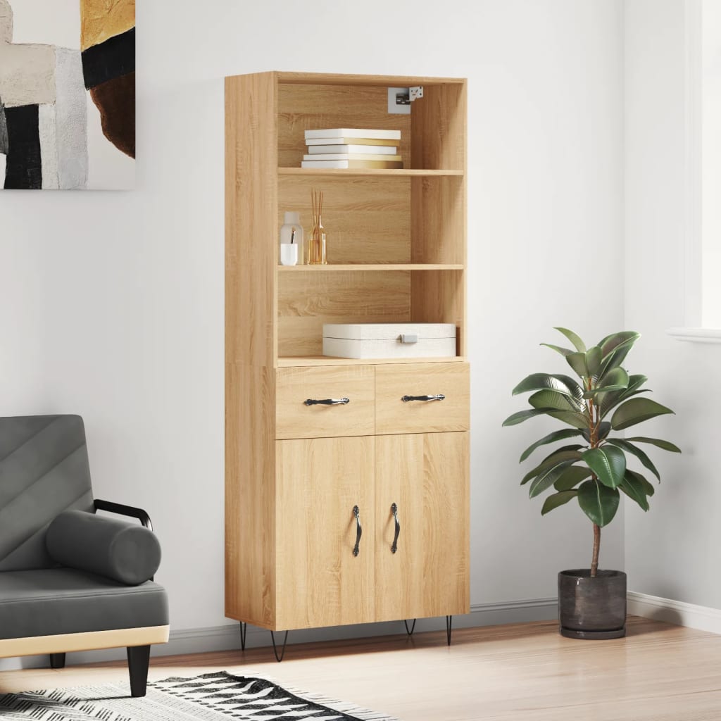 Berkfield Highboard Sonoma Oak 69.5x34x180 cm Engineered Wood