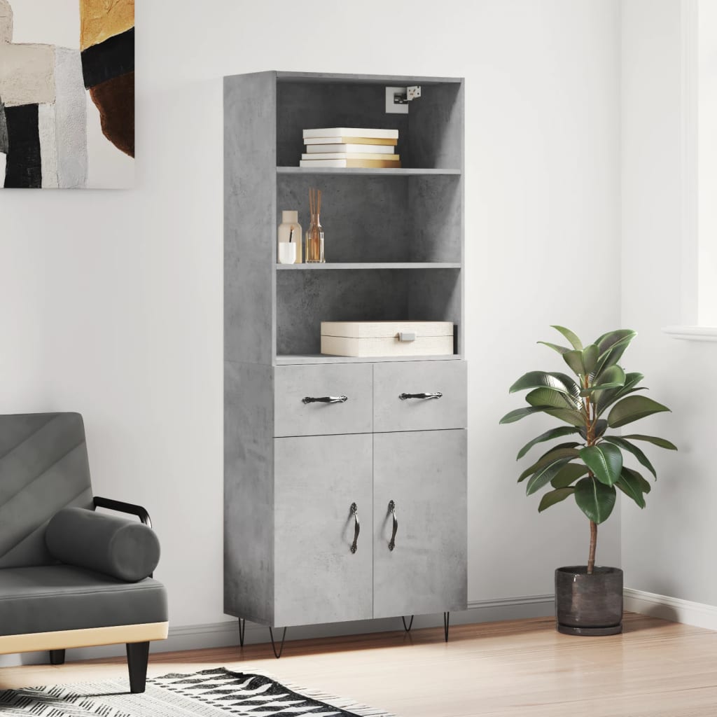 Berkfield Highboard Concrete Grey 69.5x34x180 cm Engineered Wood
