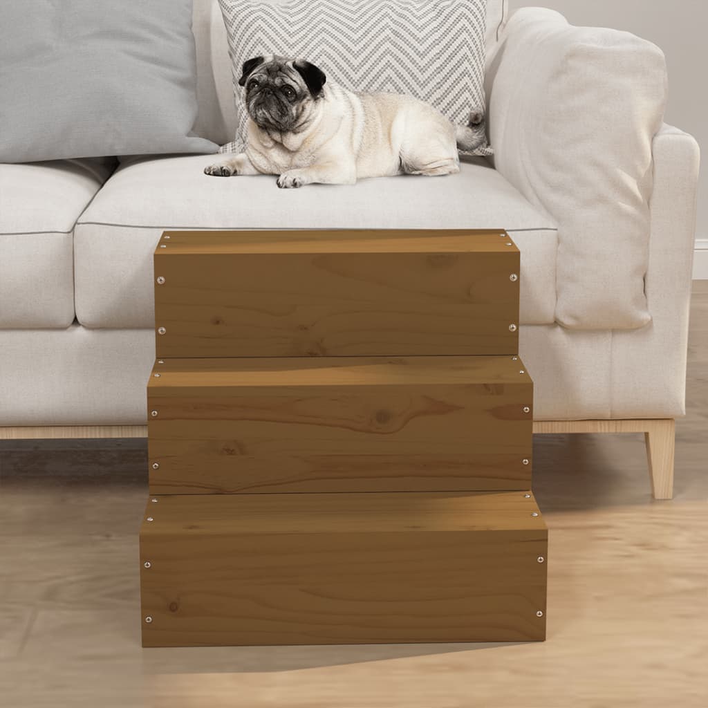 Berkfield Pet Stair Honey Brown 40x37.5x35 cm Solid Wood Pine