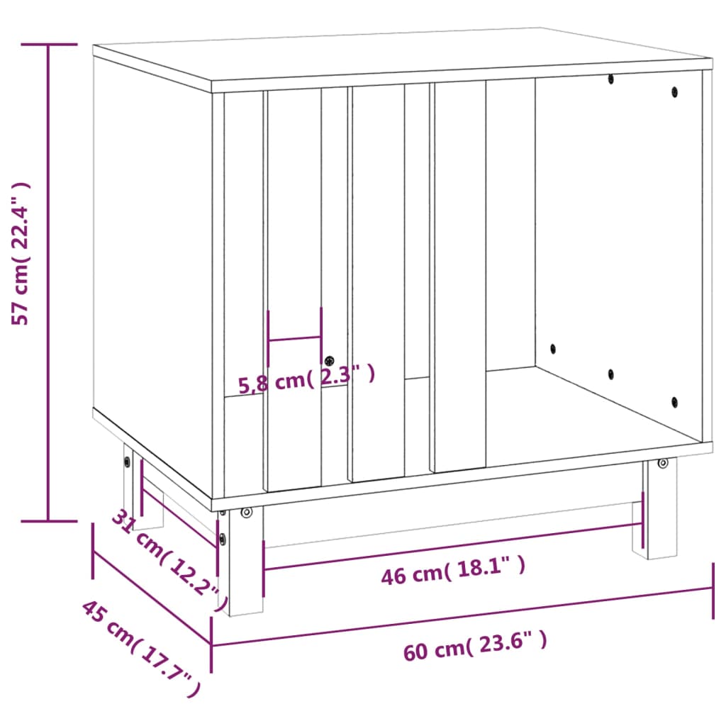 Berkfield Dog House White 60x45x57 cm Solid Wood Pine