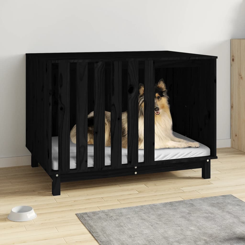Berkfield Dog House Black 100x70x72 cm Solid Wood Pine