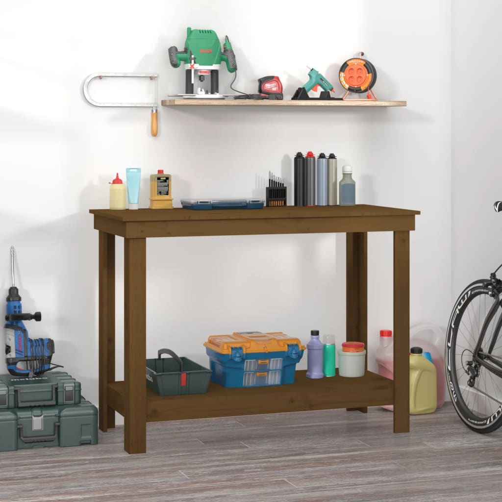 Berkfield Work Bench Honey Brown 110x50x80 cm Solid Wood Pine
