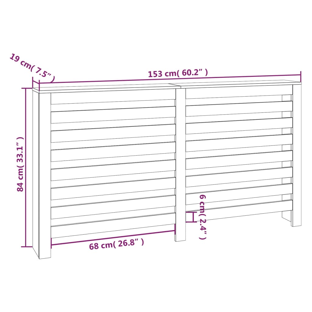 Berkfield Radiator Cover 153x19x84 cm Solid Wood Pine