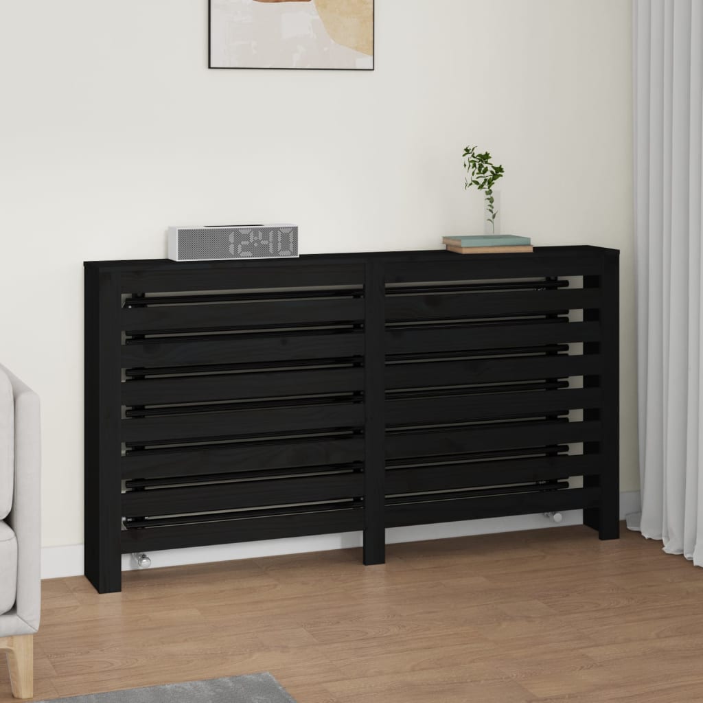 Berkfield Radiator Cover Black 153x19x84 cm Solid Wood Pine