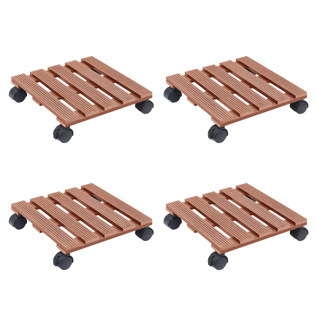 Berkfield Plant Trolleys 4 pcs Brown 30x30x7,5 cm WPC