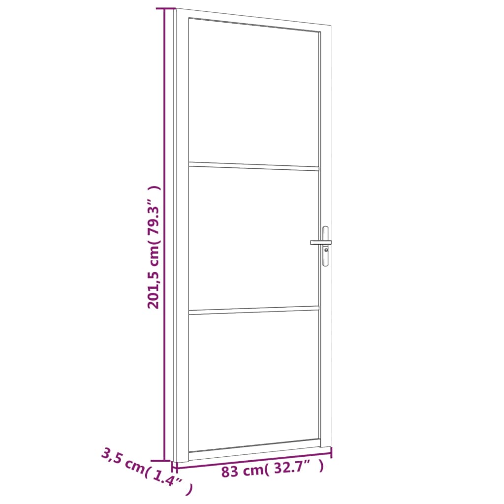 Berkfield Interior Door 83x201.5 cm Black Matt Glass and Aluminium