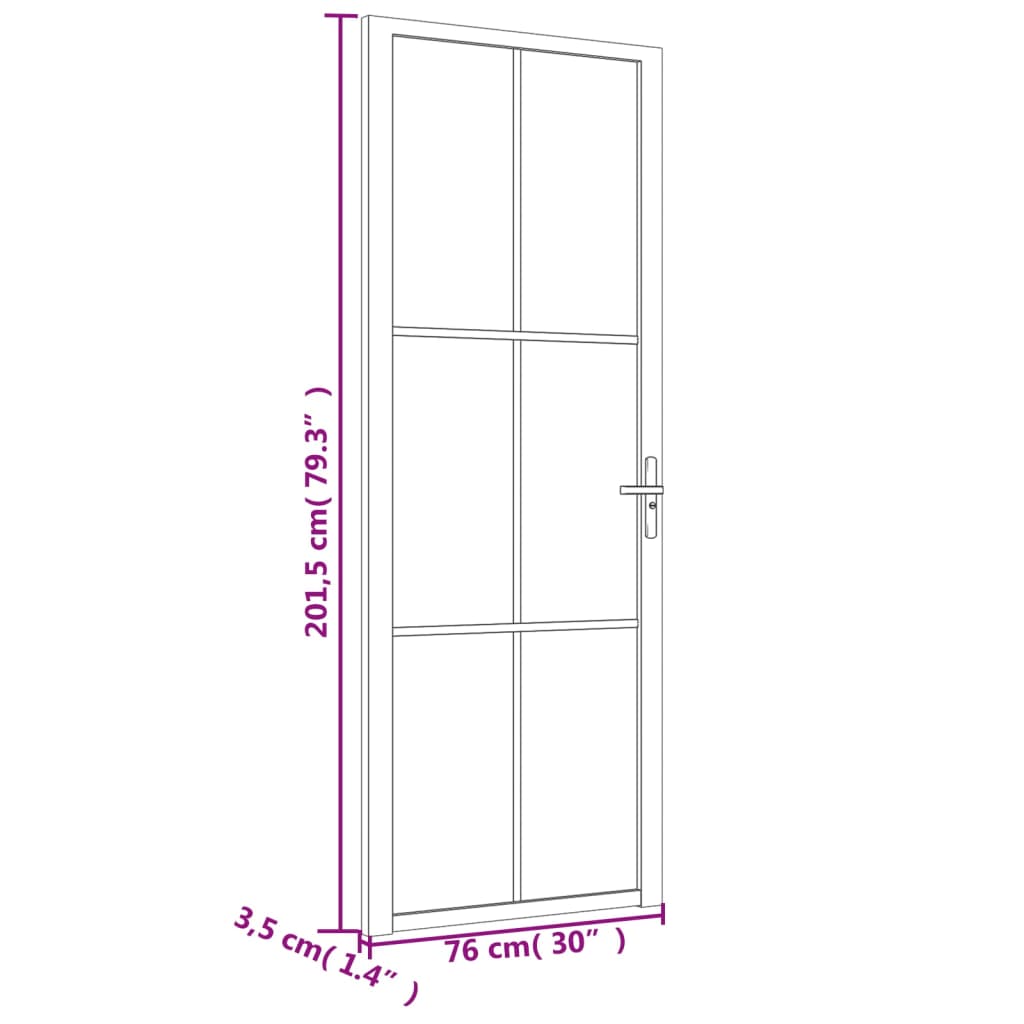 Berkfield Interior Door 76x201.5 cm Black ESG Glass and Aluminium