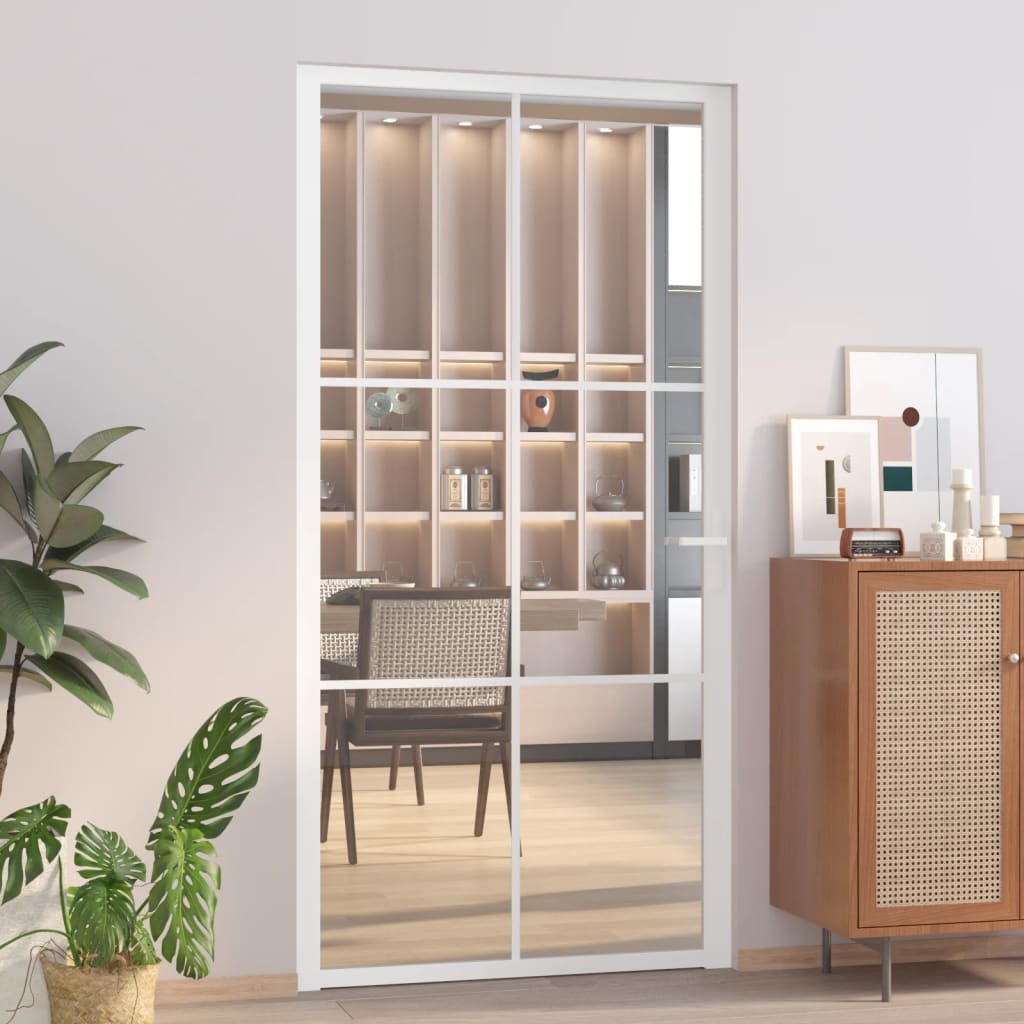 Berkfield Interior Door 102.5x201.5 cm White ESG Glass and Aluminium