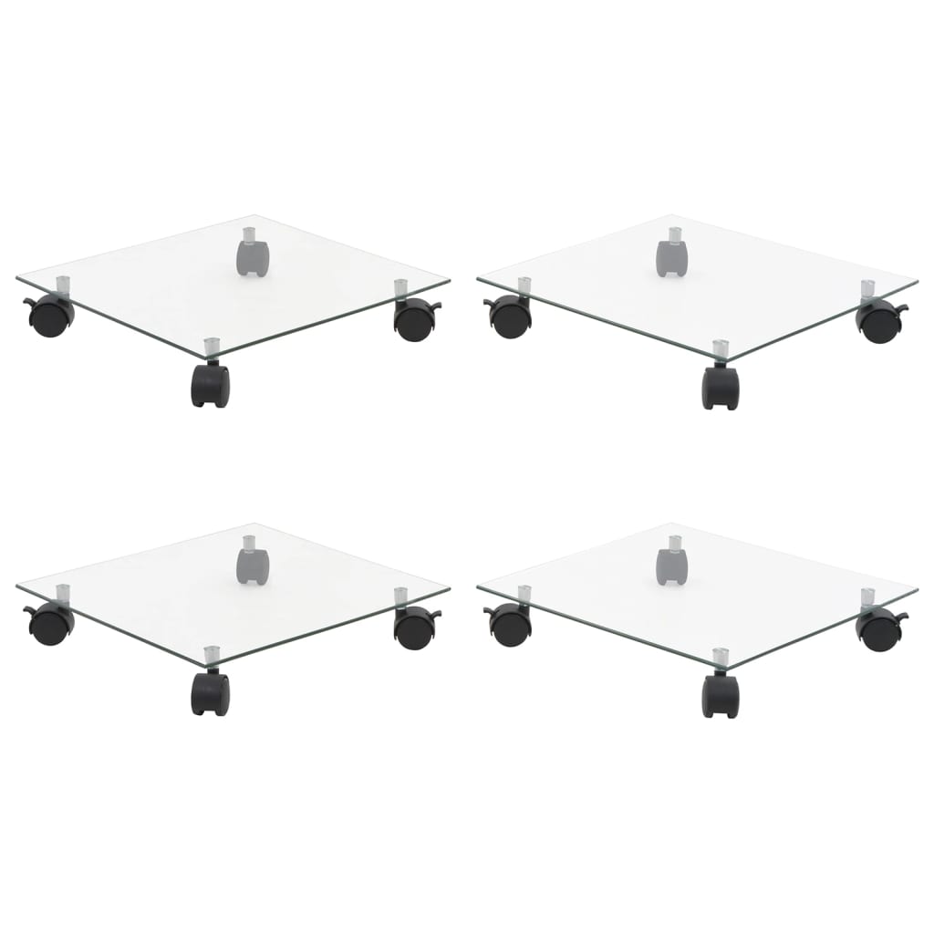 Berkfield Plant Rollers 4 pcs 35x35 cm Tempered Glass Square