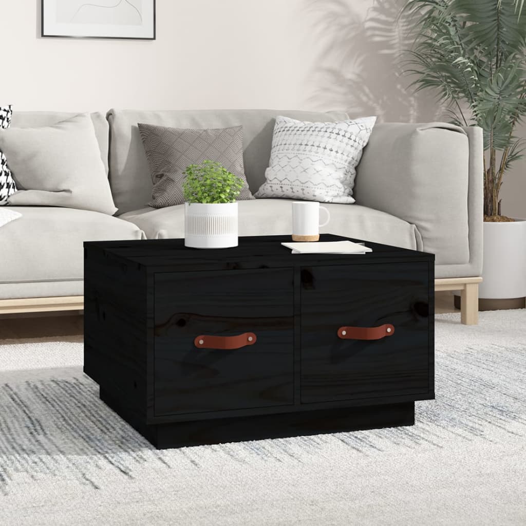 Berkfield Coffee Table Black 60x53x35 cm Solid Wood Pine