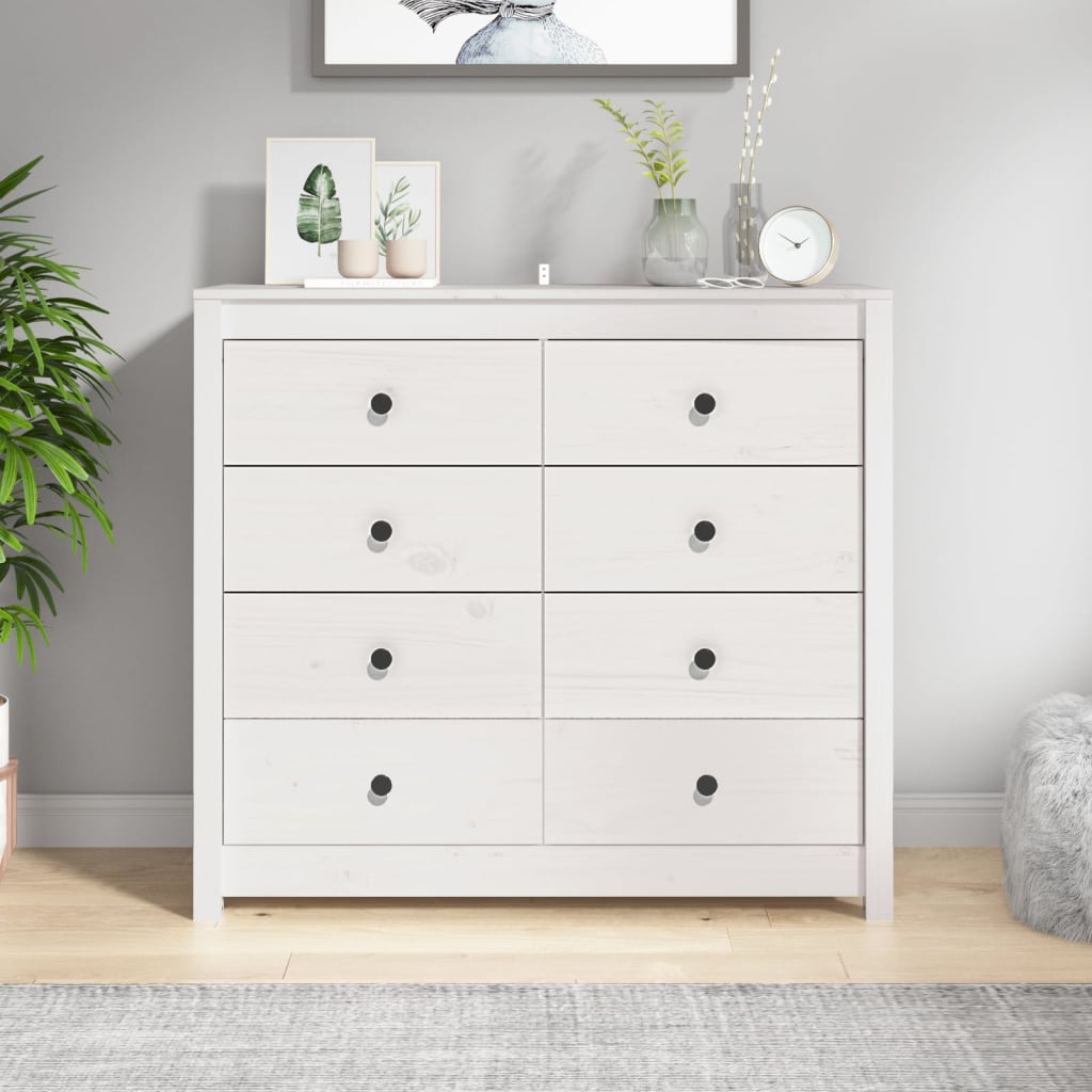 Berkfield Side Cabinet White 100x40x90 cm Solid Wood Pine