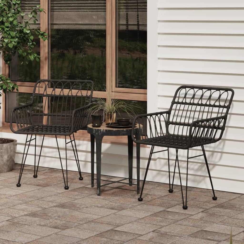 Berkfield Garden Chairs 2 pcs with Armrest Black 56x64x80 cm PE Rattan