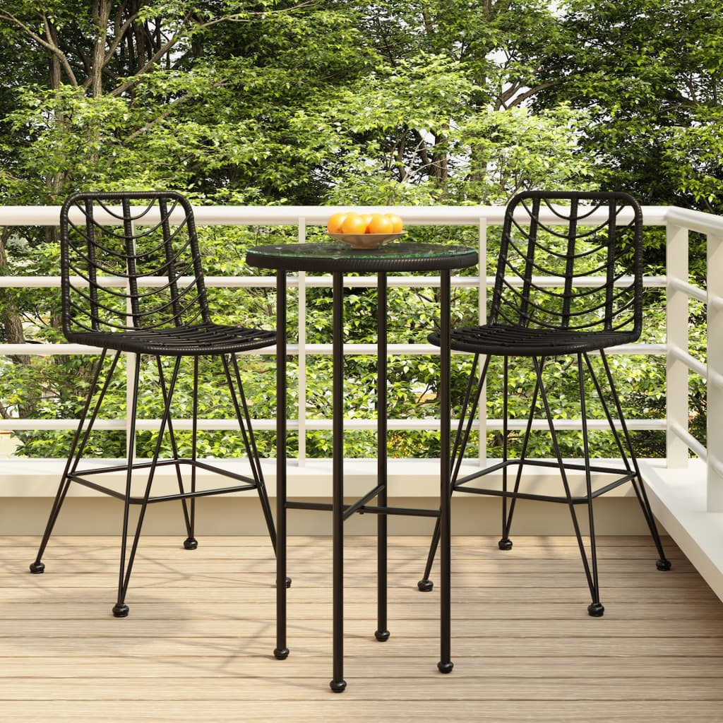Berkfield Bar Stools 2 pcs Black 45x56x103.5 cm PE Rattan and Steel