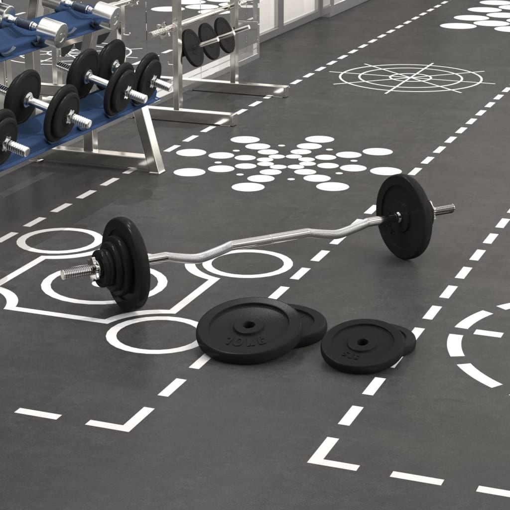 Berkfield Barbell with Plates 60 kg Cast Iron & Chrome Plated Steel