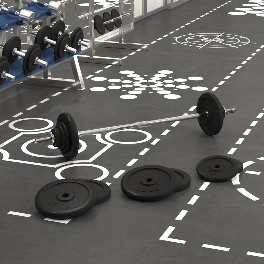 Berkfield Barbell with Plates 90 kg Cast Iron