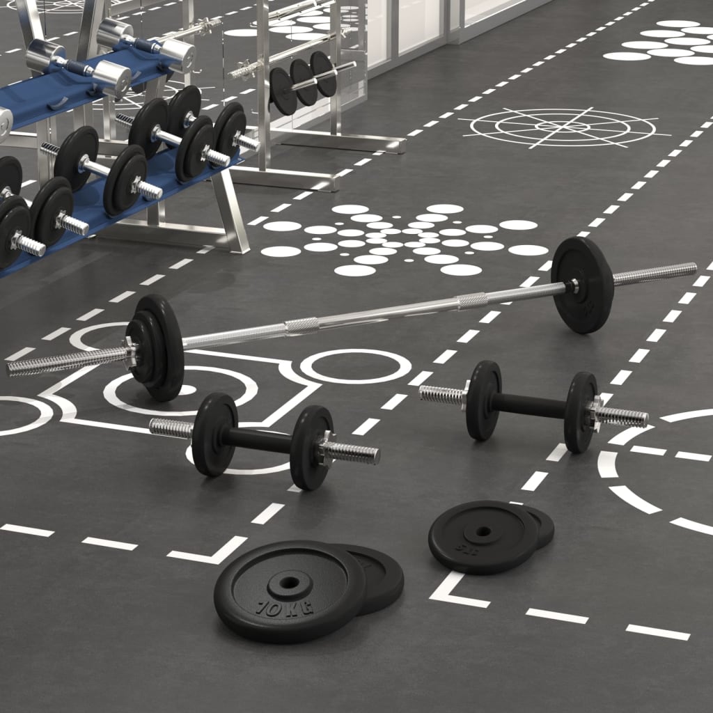 Berkfield Barbell and Dumbbell with Plates 60 kg Cast Iron