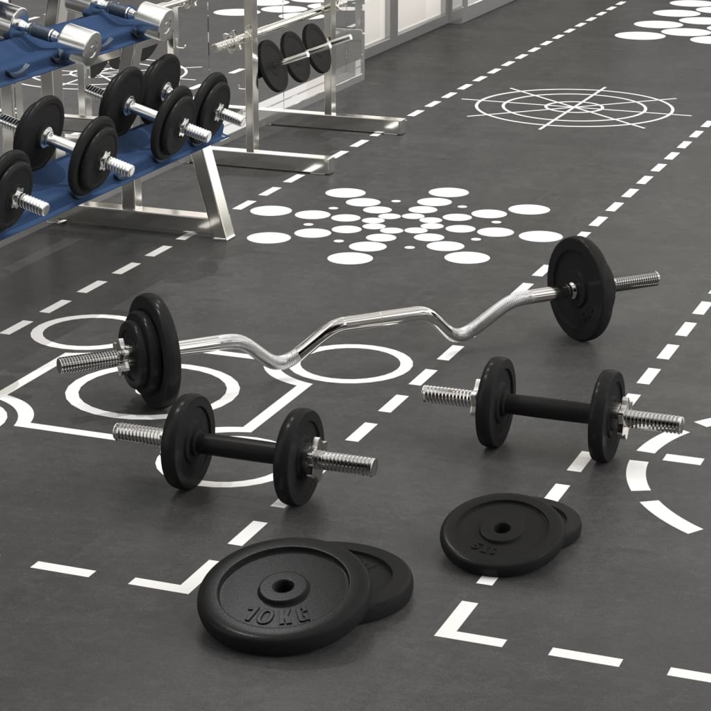 Berkfield Barbell and Dumbbell with Plates 60 kg Cast Iron