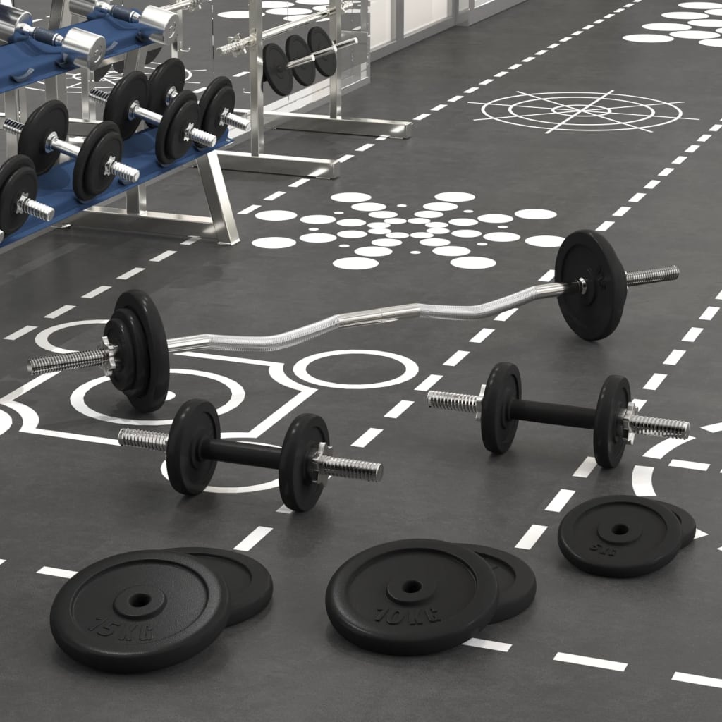 Berkfield Barbell and Dumbbell with Plates 90 kg Cast Iron