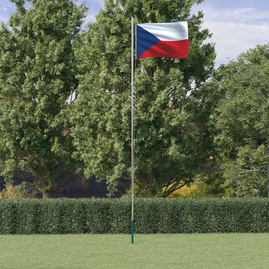 Berkfield Czech Flag and Pole 6.23 m Aluminium