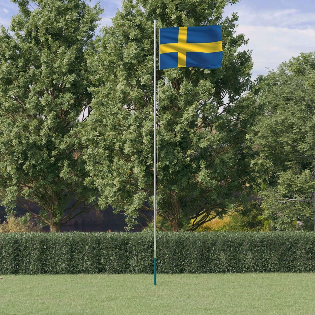 Berkfield Sweden Flag and Pole 6.23 m Aluminium