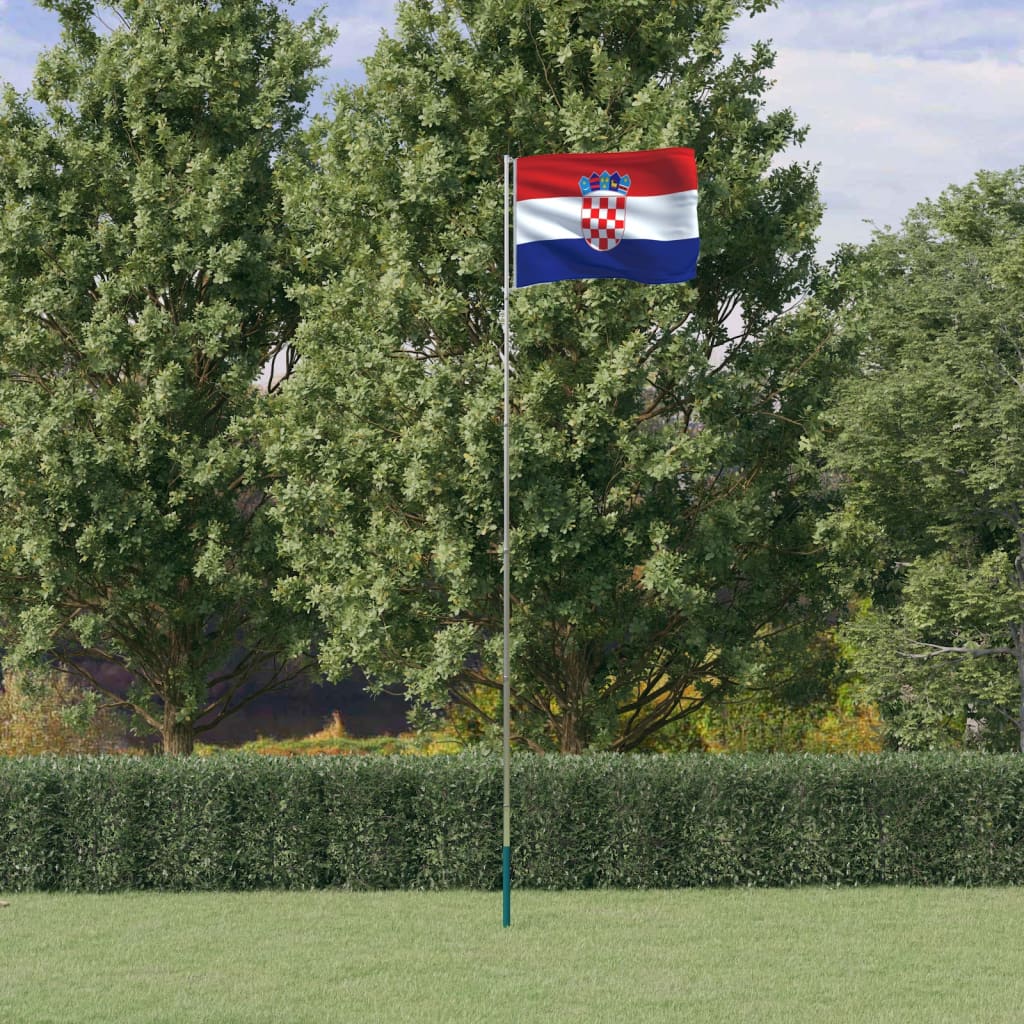 Berkfield Croatia Flag and Pole 5.55 m Aluminium