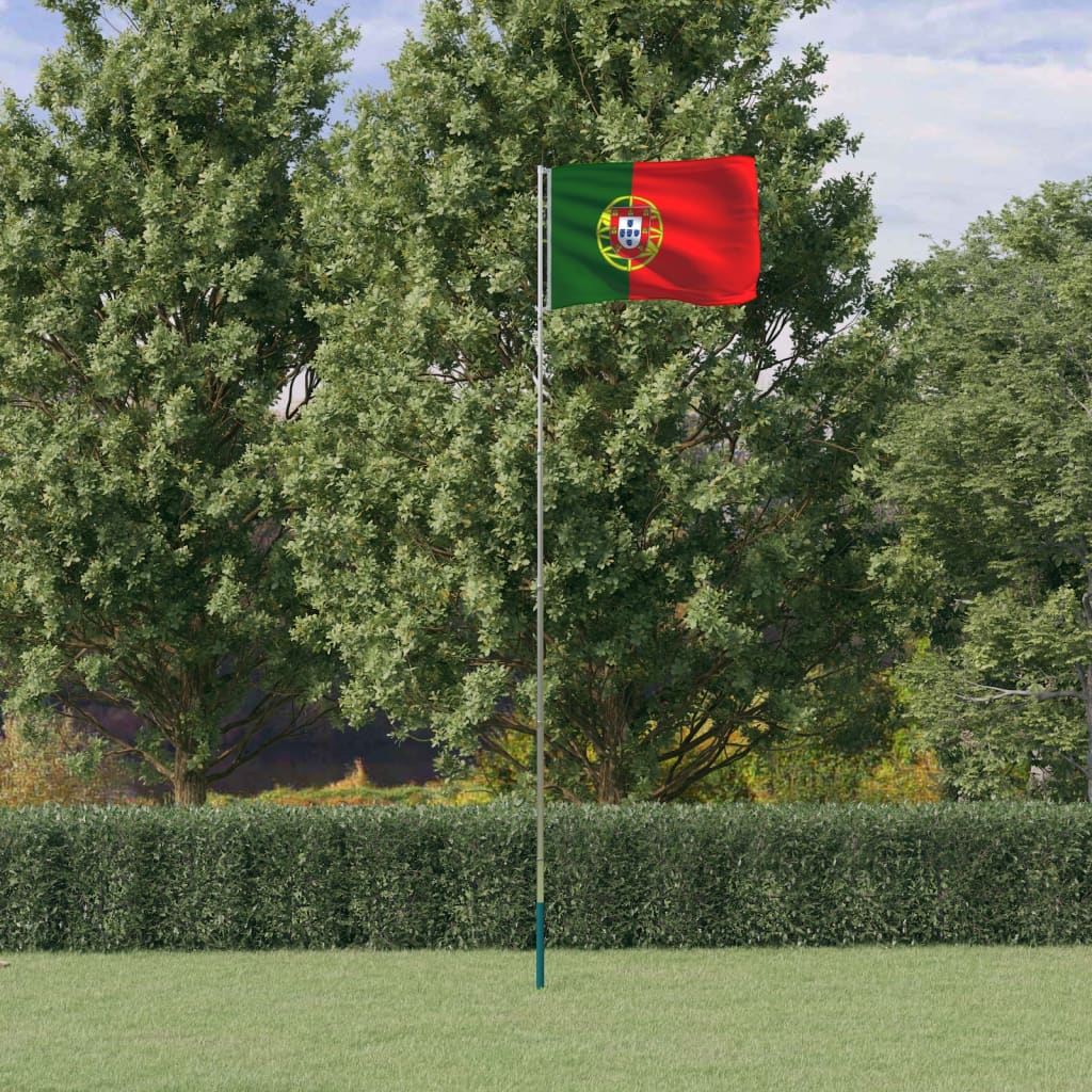Berkfield Portugal Flag and Pole 5.55 m Aluminium