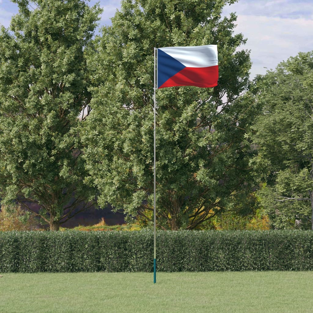 Berkfield Czech Flag and Pole 5.55 m Aluminium