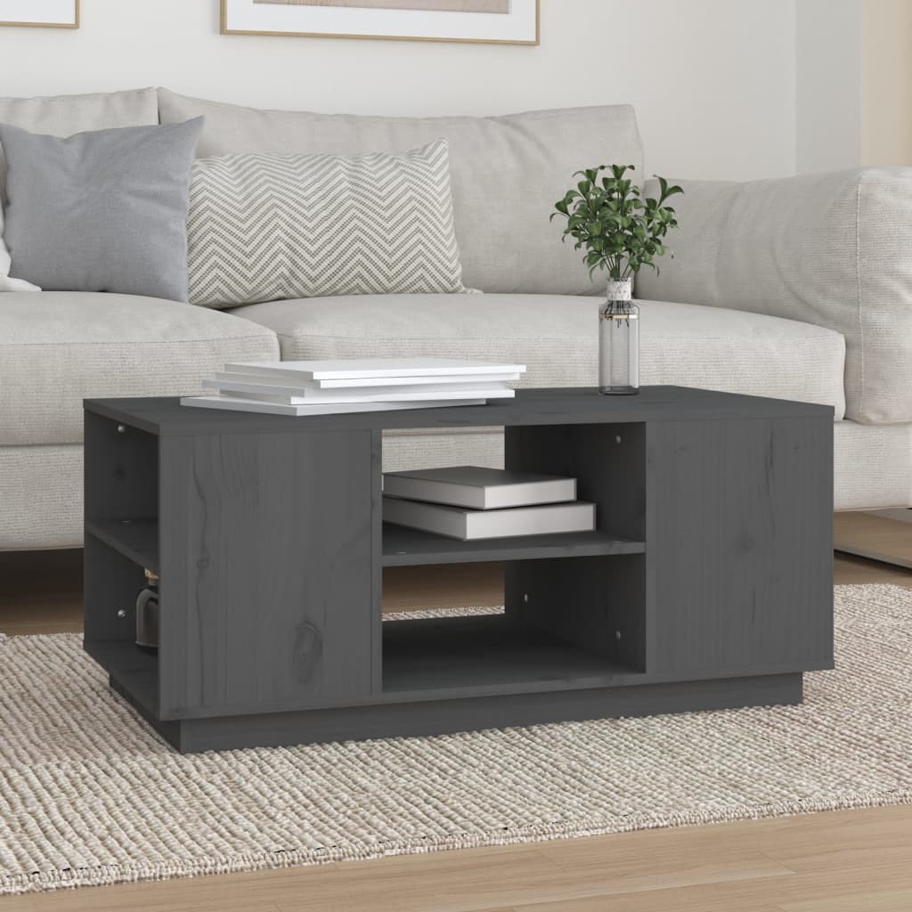 Berkfield Coffee Table Grey 90x49x40.5 cm Solid Wood Pine