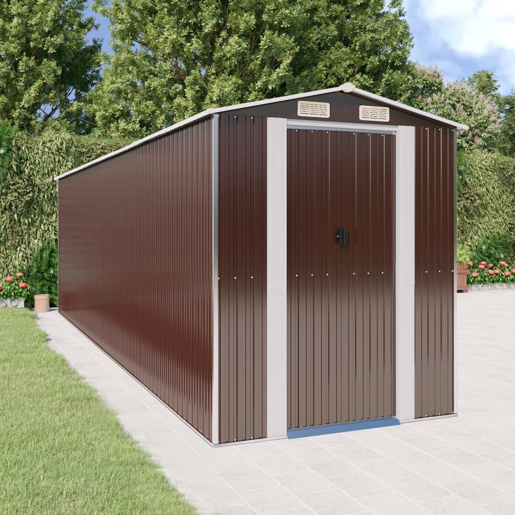 Berkfield Garden Shed Dark Brown 192x689x223 cm Galvanised Steel