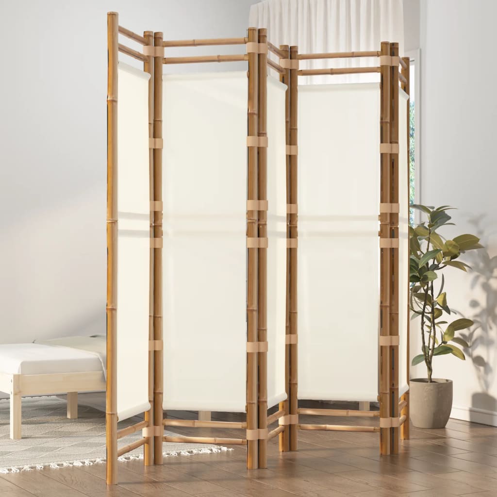 Berkfield Folding 5-Panel Room Divider 200 cm Bamboo and Canvas