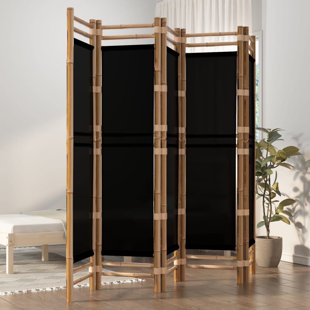 Berkfield Folding 5-Panel Room Divider 200 cm Bamboo and Canvas