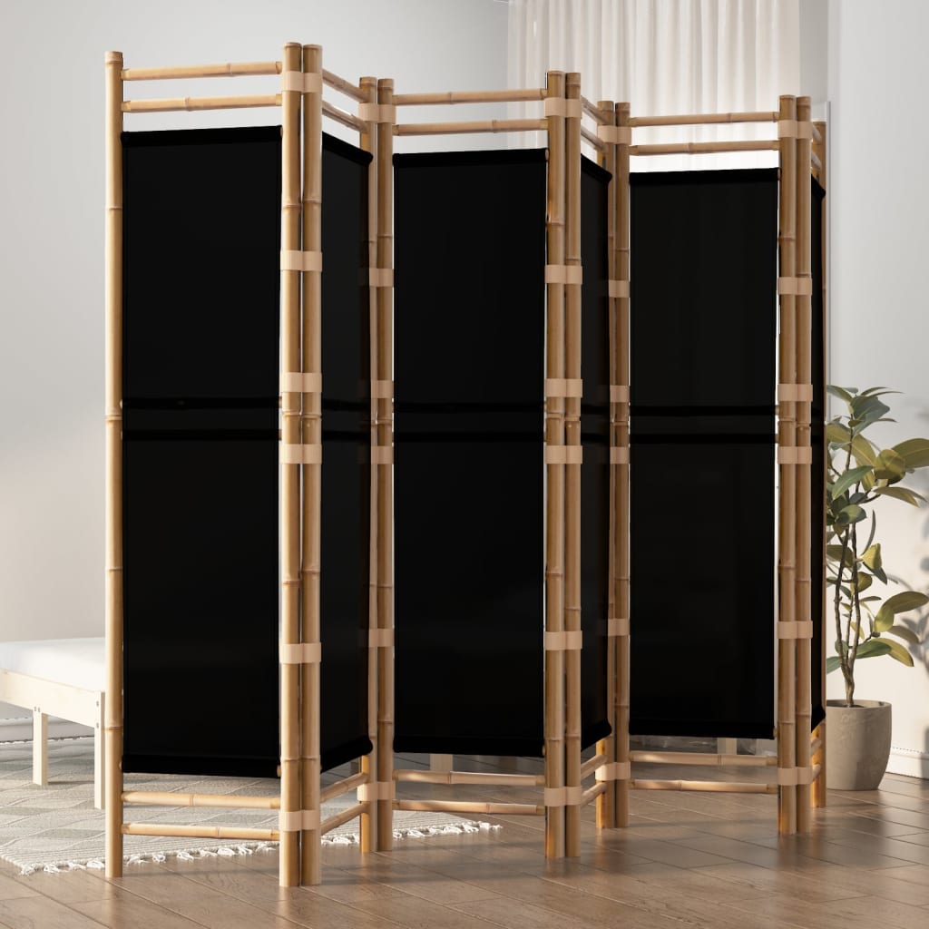 Berkfield Folding 6-Panel Room Divider 240 cm Bamboo and Canvas