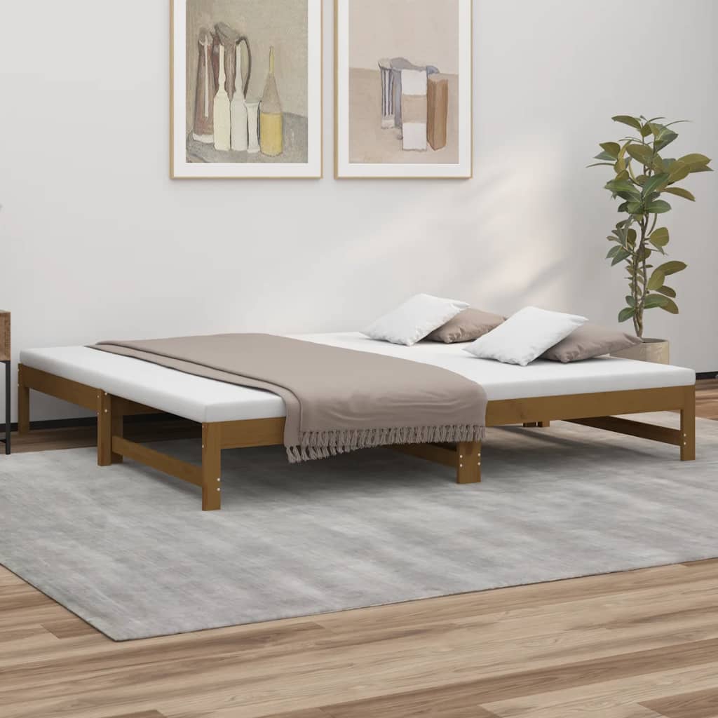 Berkfield Pull-out Day Bed Honey Brown 2x(90x200) cm Solid Wood Pine