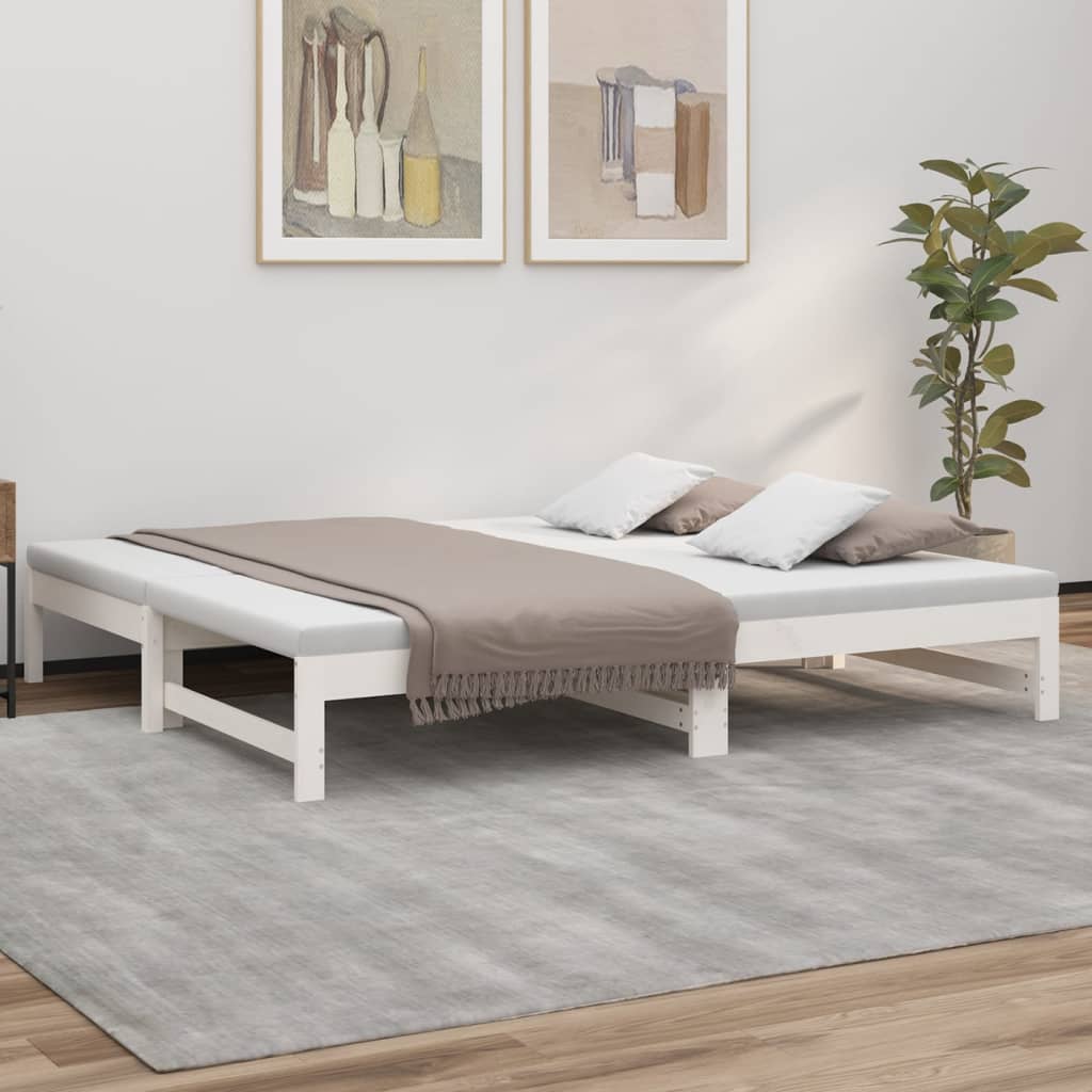 Berkfield Pull-out Day Bed White 2x(75x190) cm Solid Wood Pine