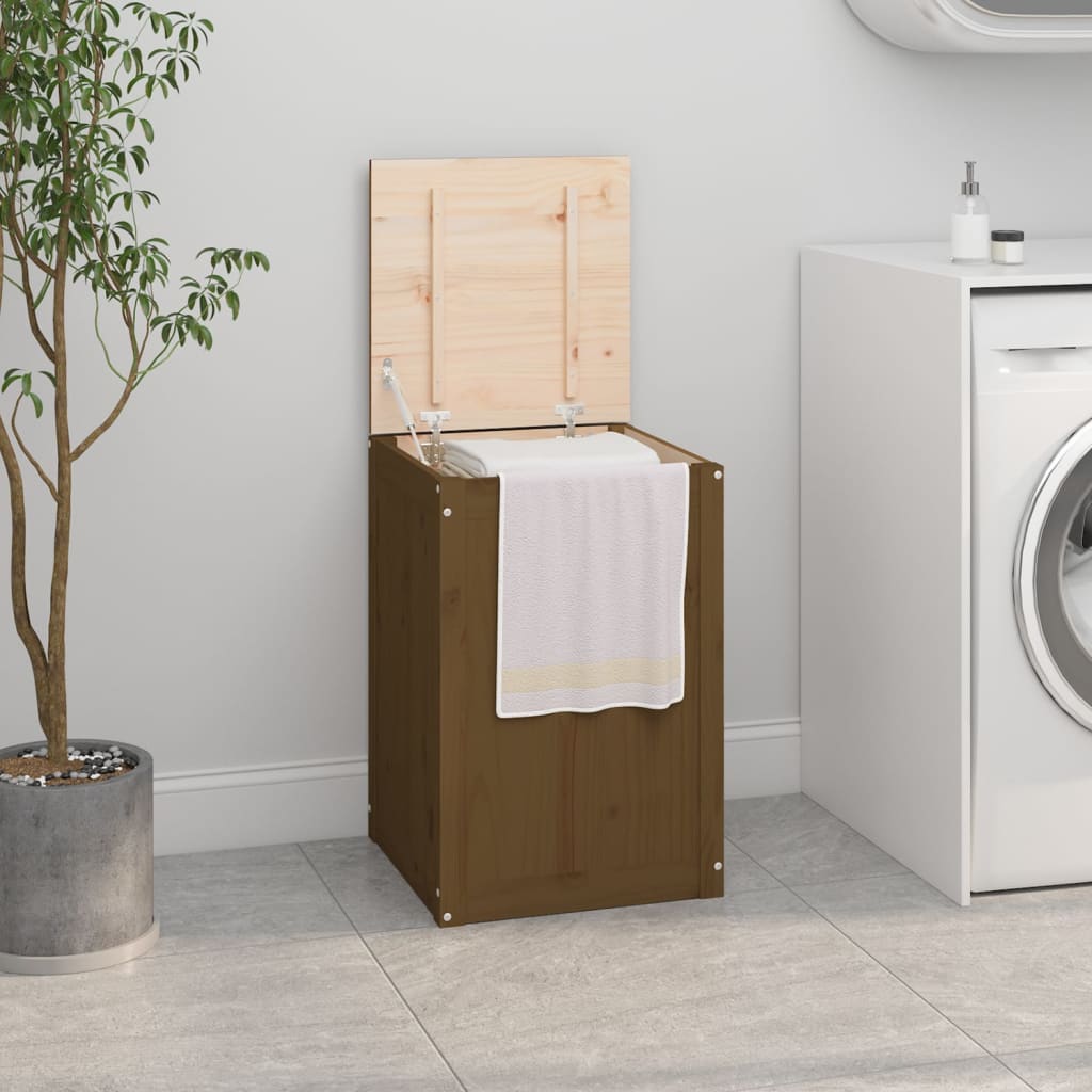 Berkfield Laundry Box Honey Brown 44x44x66 cm Solid Wood Pine