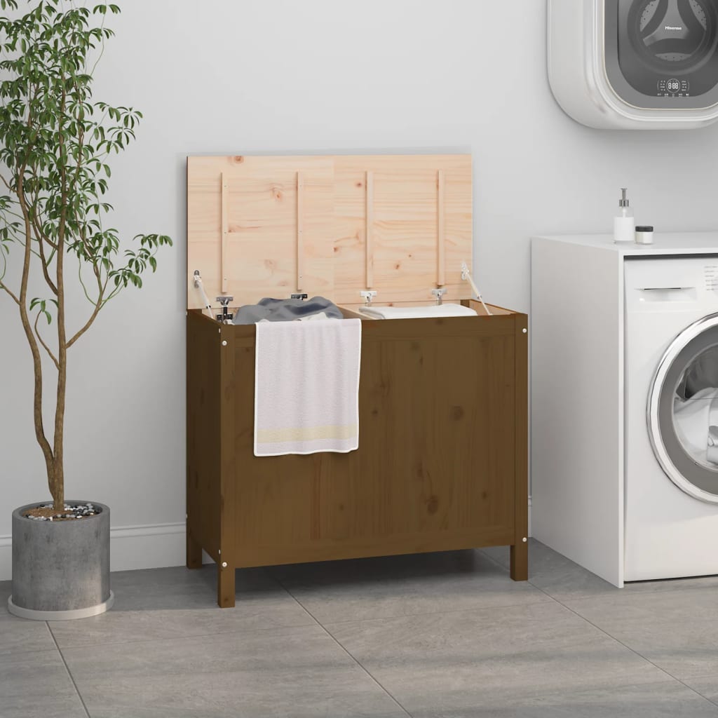 Berkfield Laundry Box Honey Brown 88.5x44x76 cm Solid Wood Pine