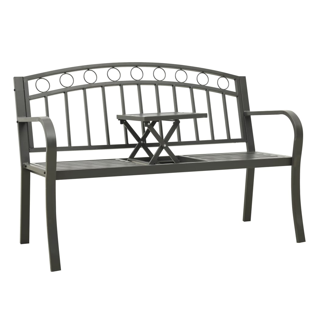 Berkfield Garden Bench with Table Grey 120 cm Steel