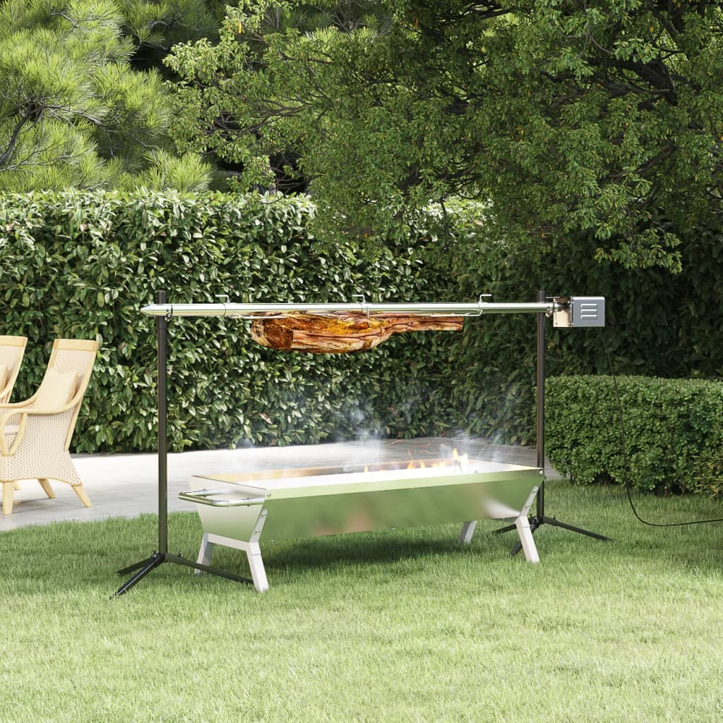Berkfield BBQ Tray Silver 118x42x30.5 cm Stainless Steel