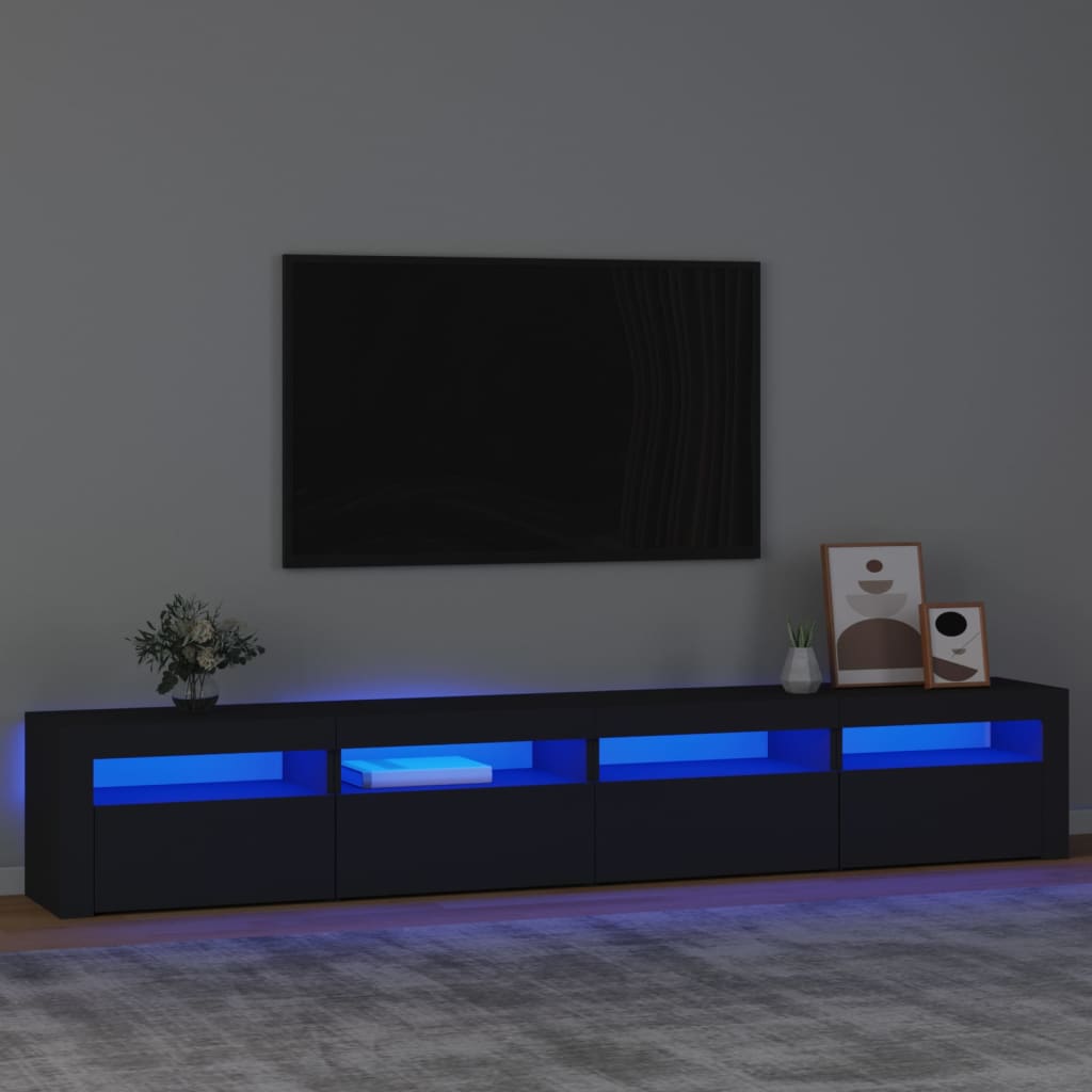 Berkfield TV Cabinet with LED Lights Black 240x35x40 cm