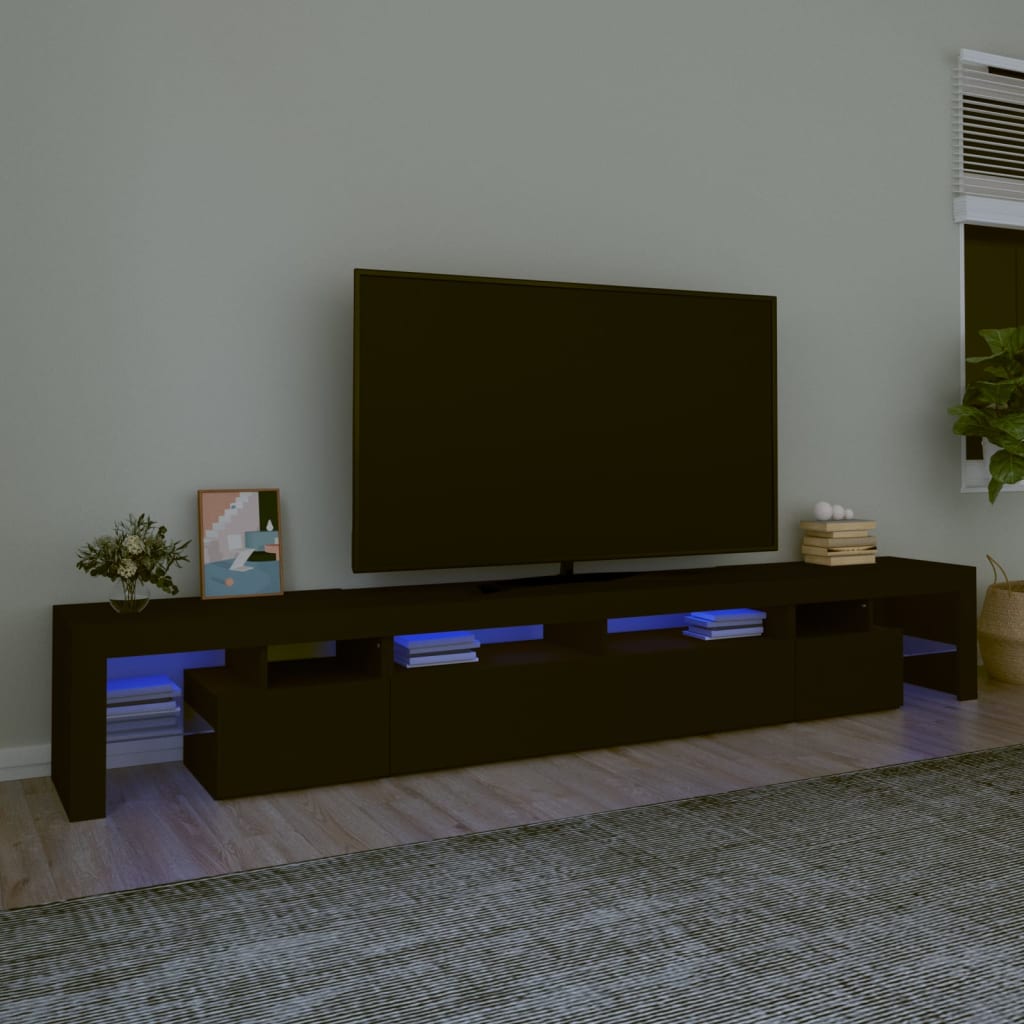 Berkfield TV Cabinet with LED Lights Black 260x36.5x40 cm