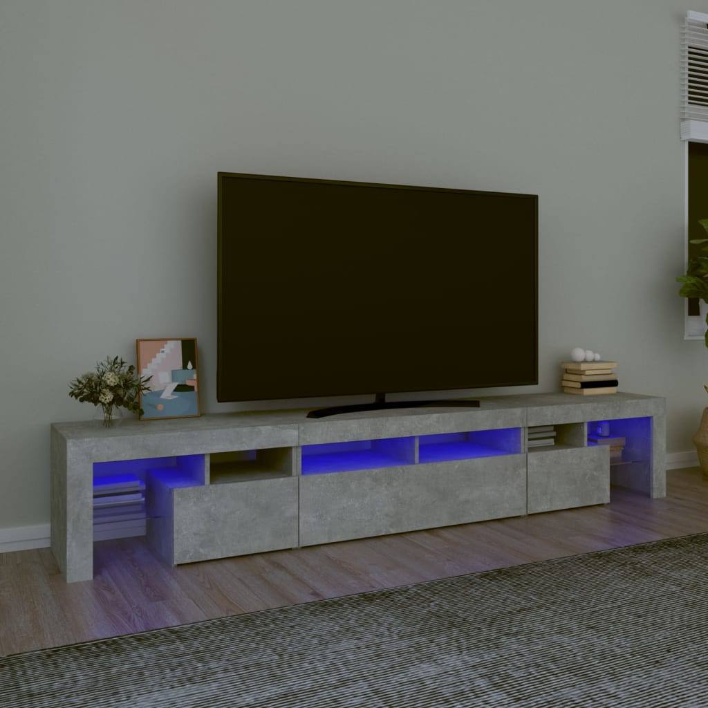 Berkfield TV Cabinet with LED Lights Concrete Grey 230x36.5x40 cm