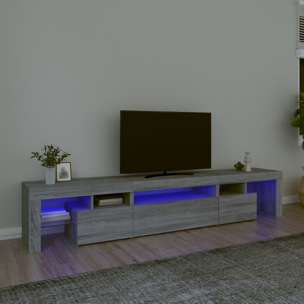 Berkfield TV Cabinet with LED Lights Grey Sonoma 215x36.5x40 cm